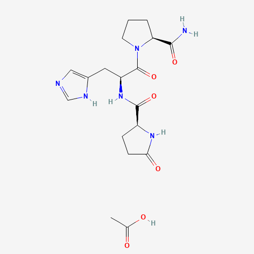 acetic acid;(2S)-N-[(2S)-1-[(2S)-2-carbamoylpyrrolidin-1-yl]-3-(1H-imidazol-5-yl)-1-oxopropan-2-yl]-5-oxopyrrolidine-2-carboxamide (CAS: 40216-95-3) - Related Chemical Product