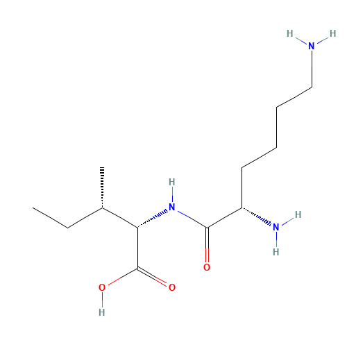 (2S,3S)-2-[[(2S)-2,6-diaminohexanoyl]amino]-3-methylpentanoic acid (CAS: 20556-13-2) - Chemical Structure and Molecular Formula 