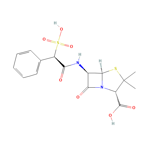 (2S,5R,6R)-3,3-dimethyl-7-oxo-6-[[(2R)-2-phenyl-2-sulfoacetyl]amino]-4-thia-1-azabicyclo[3.2.0]heptane-2-carboxylic acid (CAS: 41744-40-5) - Related Chemical Product