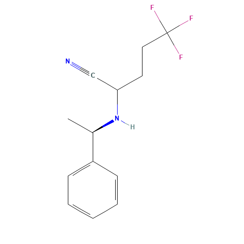 5,5,5-trifluoro-2-[[(1R)-1-phenylethyl]amino]pentanenitrile (CAS: 1146699-59-3) - Chemical Structure and Molecular Formula 
