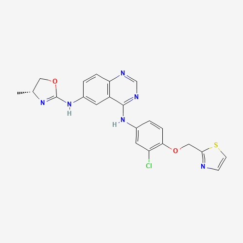 4-N-[3-chloro-4-(1,3-thiazol-2-ylmethoxy)phenyl]-6-N-[(4R)-4-methyl-4,5-dihydro-1,3-oxazol-2-yl]quinazoline-4,6-diamine (CAS: 845272-21-1) - Related Chemical Product