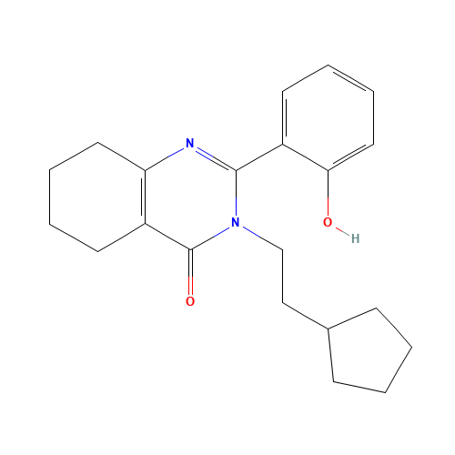 (2Z)-3-(2-cyclopentylethyl)-2-(6-oxocyclohexa-2,4-dien-1-ylidene)-5,6,7,8-tetrahydro-1H-quinazolin-4-one (CAS: 938179-22-7) - Chemical Structure and Molecular Formula 