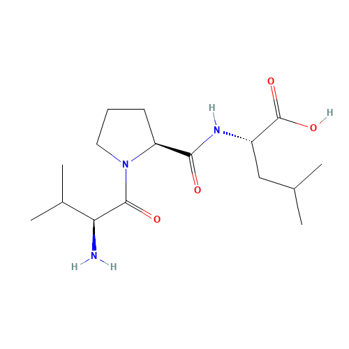 (2S)-2-[[(2S)-1-[(2S)-2-amino-3-methylbutanoyl]pyrrolidine-2-carbonyl]amino]-4-methylpentanoic acid (CAS: 90614-49-6) - Chemical Structure and Molecular Formula 