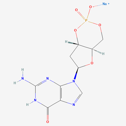 sodium;9-[(4aR,6R,7aS)-2-oxido-2-oxo-4a,6,7,7a-tetrahydro-4H-furo[3,2-d][1,3,2]dioxaphosphinin-6-yl]-2-amino-3H-purin-6-one (CAS: 93919-42-7) - Related Chemical Product