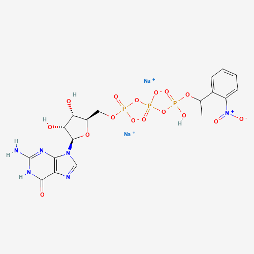 disodium;[[(2R,3S,4R,5R)-5-(2-amino-6-oxo-3H-purin-9-yl)-3,4-dihydroxyoxolan-2-yl]methoxy-oxidophosphoryl] [hydroxy-[1-(2-nitrophenyl)ethoxy]phosphoryl] phosphate (CAS: 125455-57-4) - Related Chemical Product