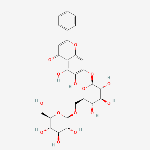 5,6-dihydroxy-2-phenyl-7-[(2S,3R,4S,5S,6R)-3,4,5-trihydroxy-6-[[(2R,3R,4S,5S,6R)-3,4,5-trihydroxy-6-(hydroxymethyl)oxan-2-yl]oxymethyl]oxan-2-yl]oxychromen-4-one (CAS: 114482-86-9) - Related Chemical Product