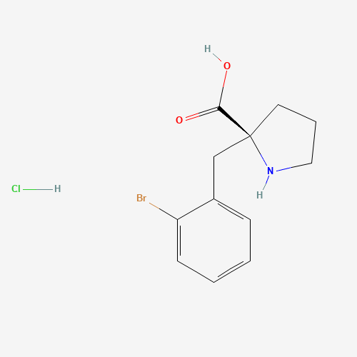 (2S)-2-[(2-bromophenyl)methyl]pyrrolidine-2-carboxylic acid;hydrochloride (CAS: 1217708-57-0) - Chemical Structure and Molecular Formula 