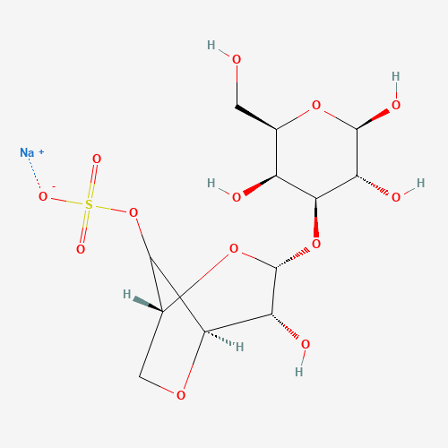 sodium;[(1R,3R,4R,5R)-4-hydroxy-3-[(2R,3R,4S,5S,6R)-2,3,5-trihydroxy-6-(hydroxymethyl)oxan-4-yl]oxy-2,6-dioxabicyclo[3.2.1]octan-8-yl] sulfate (CAS: 108321-76-2) - Related Chemical Product