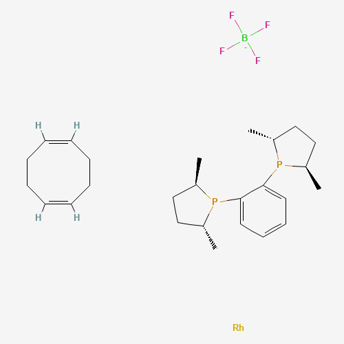 cycloocta-1,5-diene;(2R,5R)-1-[2-[(2R,5R)-2,5-dimethylphospholan-1-yl]phenyl]-2,5-dimethylphospholane;rhodium;tetrafluoroborate (CAS: 210057-23-1) - Chemical Structure and Molecular Formula 