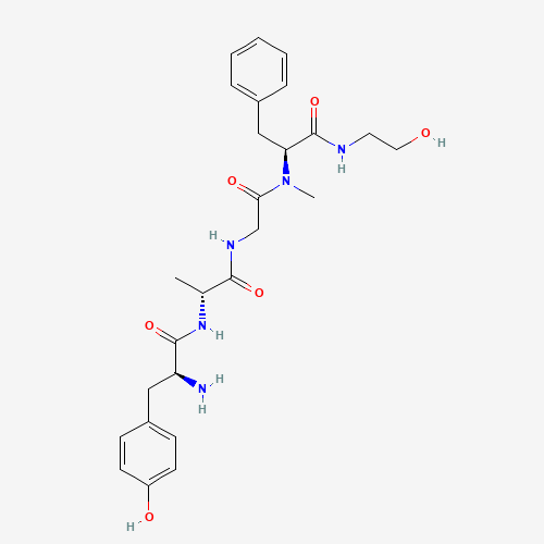 (2S)-2-amino-N-[(2R)-1-[[2-[[(2S)-1-(2-hydroxyethylamino)-1-oxo-3-phenylpropan-2-yl]-methylamino]-2-oxoethyl]amino]-1-oxopropan-2-yl]-3-(4-hydroxyphenyl)propanamide (CAS: 78123-71-4) - Chemical Structure and Molecular Formula 