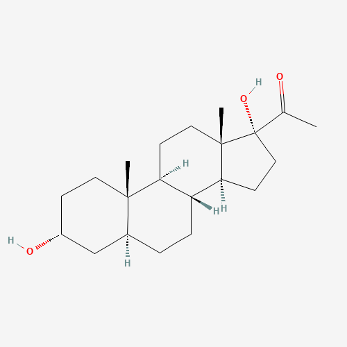 1-[(3R,5S,8R,9S,10S,13S,14S,17R)-3,17-dihydroxy-10,13-dimethyl-1,2,3,4,5,6,7,8,9,11,12,14,15,16-tetradecahydrocyclopenta[a]phenanthren-17-yl]ethanone (CAS: 6890-65-9) - Chemical Structure and Molecular Formula 