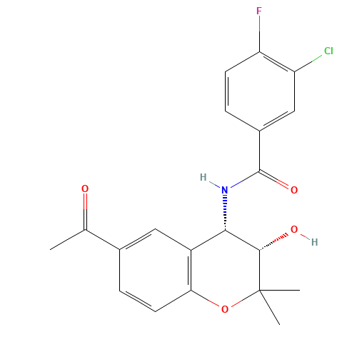 N-[(3S,4S)-6-acetyl-3-hydroxy-2,2-dimethyl-3,4-dihydrochromen-4-yl]-3-chloro-4-fluorobenzamide (CAS: 175013-84-0) - Related Chemical Product