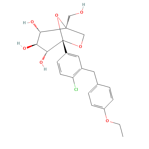 (1S,2S,3S,4R,5S)-5-[4-chloro-3-[(4-ethoxyphenyl)methyl]phenyl]-1-(hydroxymethyl)-6,8-dioxabicyclo[3.2.1]octane-2,3,4-triol (CAS: 1210344-57-2) - Related Chemical Product
