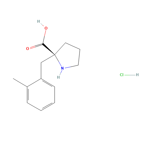 (2S)-2-[(2-methylphenyl)methyl]pyrrolidine-2-carboxylic acid;hydrochloride (CAS: 1049741-94-7) - Chemical Structure and Molecular Formula 