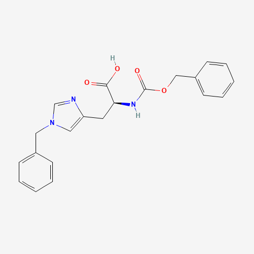 (2S)-3-(1-benzylimidazol-4-yl)-2-(phenylmethoxycarbonylamino)propanoic acid (CAS: 21929-66-8) - Chemical Structure and Molecular Formula 