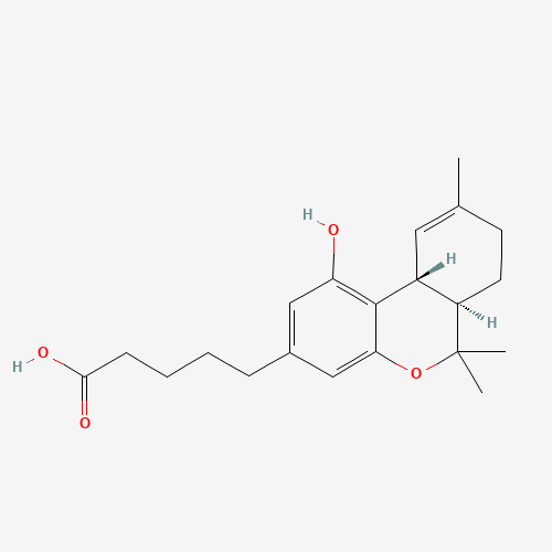 5-[(6aR,10aR)-1-hydroxy-6,6,9-trimethyl-6a,7,8,10a-tetrahydrobenzo[c]chromen-3-yl]pentanoic acid (CAS: 74333-70-3) - Chemical Structure and Molecular Formula 