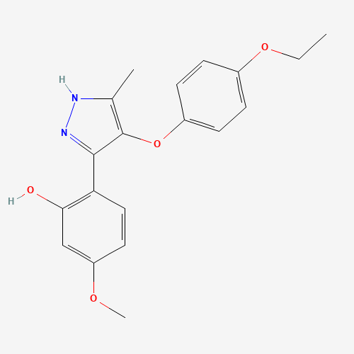 (6E)-6-[4-(4-ethoxyphenoxy)-5-methyl-1,2-dihydropyrazol-3-ylidene]-3-methoxycyclohexa-2,4-dien-1-one (CAS: 374699-23-7) - Chemical Structure and Molecular Formula 