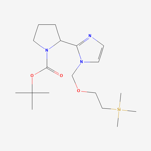 tert-butyl (2S)-2-[1-(2-trimethylsilylethoxymethyl)imidazol-2-yl]pyrrolidine-1-carboxylate (CAS: 1179149-96-2) - Chemical Structure and Molecular Formula 