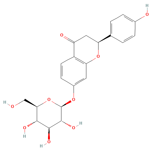 (2S)-2-(4-hydroxyphenyl)-7-[(2S,3R,4S,5S,6R)-3,4,5-trihydroxy-6-(hydroxymethyl)oxan-2-yl]oxy-2,3-dihydrochromen-4-one (CAS: 5088-75-5) - Related Chemical Product