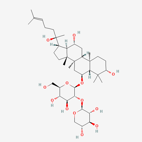 (2S,3R,4S,5R)-2-[(2R,3R,4S,5S,6R)-2-[[(3S,5R,6S,8R,9R,10R,12R,13R,14R,17S)-3,12-dihydroxy-17-[(2R)-2-hydroxy-6-methylhept-5-en-2-yl]-4,4,8,10,14-pentamethyl-2,3,5,6,7,9,11,12,13,15,16,17-dodecahydro-1H-cyclopenta[a]phenanthren-6-yl]oxy]-4,5-dihydroxy-6-(h (CAS: 948046-15-9) - Chemical Structure and Molecular Formula 