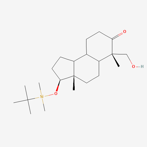 (3S,3aS,6S)-3-[tert-butyl(dimethyl)silyl]oxy-6-(hydroxymethyl)-3a,6-dimethyl-1,2,3,4,5,5a,8,9,9a,9b-decahydrocyclopenta[a]naphthalen-7-one (CAS: 327048-93-1) - Chemical Structure and Molecular Formula 
