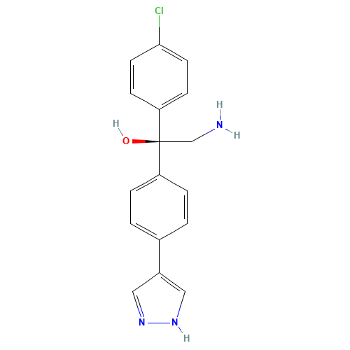 (1S)-2-amino-1-(4-chlorophenyl)-1-[4-(1H-pyrazol-4-yl)phenyl]ethanol (CAS: 1056901-62-2) - Chemical Structure and Molecular Formula 