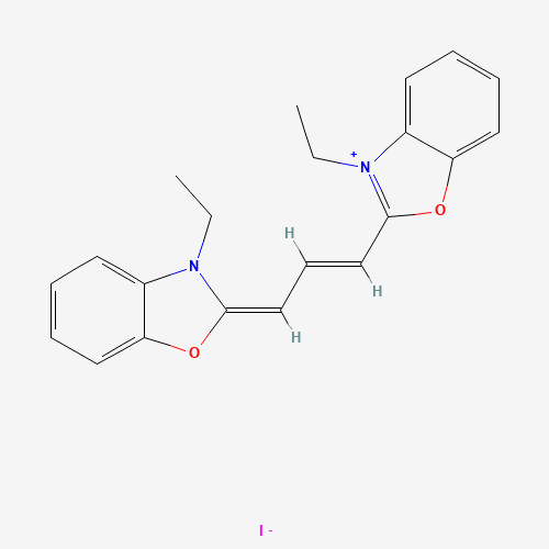 (2Z)-3-ethyl-2-[(E)-3-(3-ethyl-1,3-benzoxazol-3-ium-2-yl)prop-2-enylidene]-1,3-benzoxazole;iodide (CAS: 57441-62-0) - Chemical Structure and Molecular Formula 
