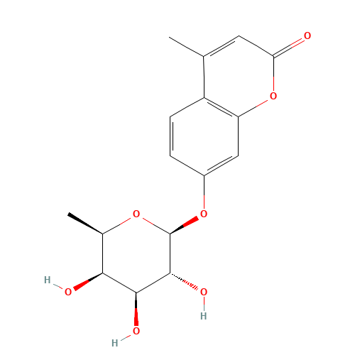 4-methyl-7-[(2S,3R,4S,5R,6R)-3,4,5-trihydroxy-6-methyloxan-2-yl]oxychromen-2-one (CAS: 55487-93-9) - Chemical Structure and Molecular Formula 