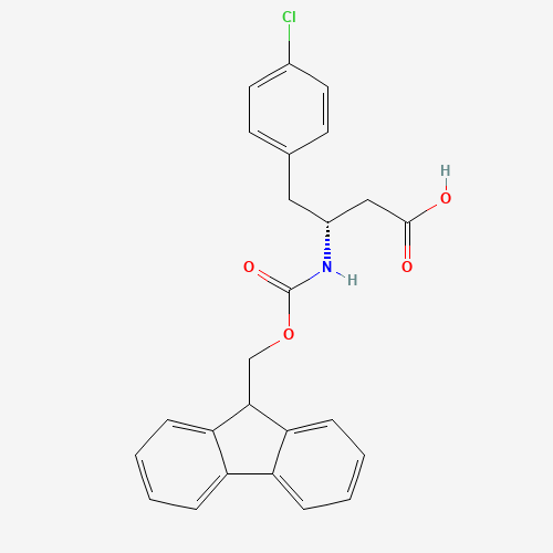 (3R)-4-(4-chlorophenyl)-3-(9H-fluoren-9-ylmethoxycarbonylamino)butanoic acid (CAS: 331763-60-1) - Chemical Structure and Molecular Formula 
