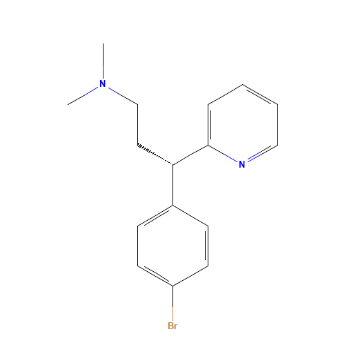 (3S)-3-(4-bromophenyl)-N,N-dimethyl-3-pyridin-2-ylpropan-1-amine (CAS: 132-21-8) - Chemical Structure and Molecular Formula 
