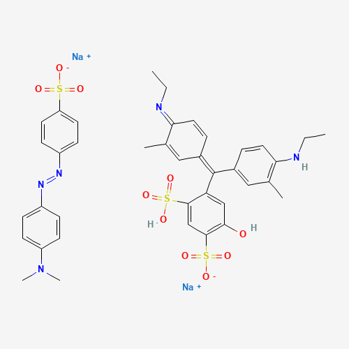 disodium;4-[[4-(dimethylamino)phenyl]diazenyl]benzenesulfonate;4-[(E)-[4-(ethylamino)-3-methylphenyl]-(4-ethylimino-3-methylcyclohexa-2,5-dien-1-ylidene)methyl]-2-hydroxy-5-sulfobenzenesulfonate (CAS: 62758-15-0) - Related Chemical Product