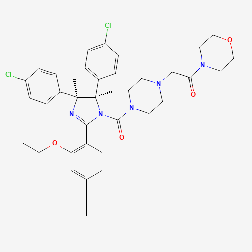 2-[4-[(4S,5R)-2-(4-tert-butyl-2-ethoxyphenyl)-4,5-bis(4-chlorophenyl)-4,5-dimethylimidazole-1-carbonyl]piperazin-1-yl]-1-morpholin-4-ylethanone (CAS: 939981-37-0) - Chemical Structure and Molecular Formula 