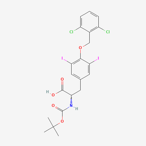 (2S)-3-[4-[(2,6-dichlorophenyl)methoxy]-3,5-diiodophenyl]-2-[(2-methylpropan-2-yl)oxycarbonylamino]propanoic acid (CAS: 201416-66-2) - Chemical Structure and Molecular Formula 