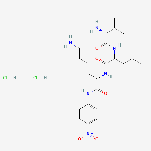 (2S)-6-amino-2-[[(2S)-2-[[(2R)-2-amino-3-methylbutanoyl]amino]-4-methylpentanoyl]amino]-N-(4-nitrophenyl)hexanamide;dihydrochloride (CAS: 62354-43-2) - Chemical Structure and Molecular Formula 