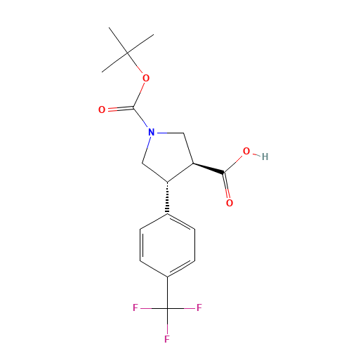 (3S,4R)-1-[(2-methylpropan-2-yl)oxycarbonyl]-4-[4-(trifluoromethyl)phenyl]pyrrolidine-3-carboxylic acid (CAS: 955137-85-6) - Related Chemical Product