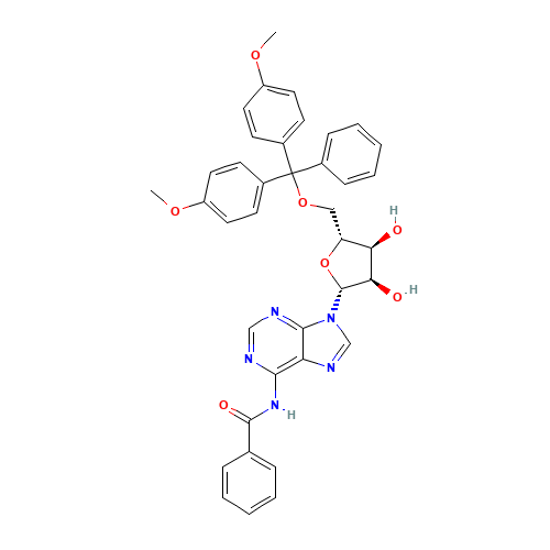 N-[9-[(2R,3R,4S,5R)-5-[[bis(4-methoxyphenyl)-phenylmethoxy]methyl]-3,4-dihydroxyoxolan-2-yl]purin-6-yl]benzamide (CAS: 81246-82-4) - Related Chemical Product