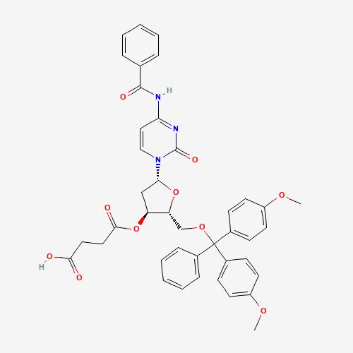 4-[(2R,3S,5R)-5-(4-benzamido-2-oxopyrimidin-1-yl)-2-[[bis(4-methoxyphenyl)-phenylmethoxy]methyl]oxolan-3-yl]oxy-4-oxobutanoic acid (CAS: 74405-44-0) - Chemical Structure and Molecular Formula 
