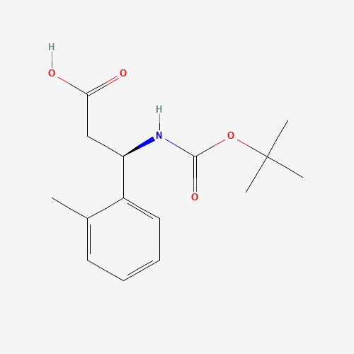 (3R)-3-(2-methylphenyl)-3-[(2-methylpropan-2-yl)oxycarbonylamino]propanoic acid (CAS: 500770-86-5) - Chemical Structure and Molecular Formula 