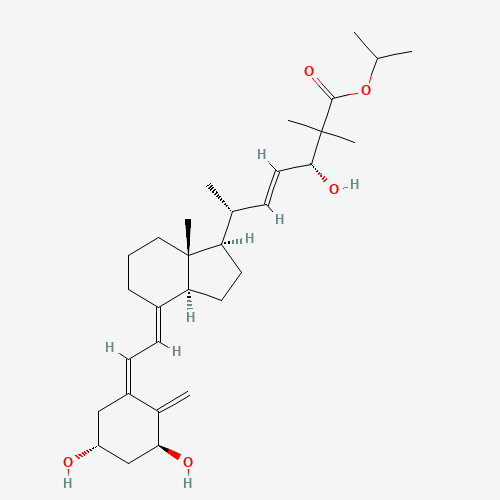 propan-2-yl (E,3R,6R)-6-[(1R,3aS,4E,7aR)-4-[(2Z)-2-[(3S,5R)-3,5-dihydroxy-2-methylidenecyclohexylidene]ethylidene]-7a-methyl-2,3,3a,5,6,7-hexahydro-1H-inden-1-yl]-3-hydroxy-2,2-dimethylhept-4-enoate (CAS: 156965-06-9) - Chemical Structure and Molecular Formula 