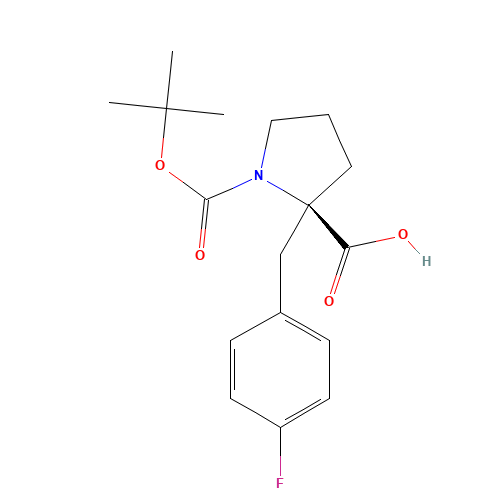 (2R)-2-[(4-fluorophenyl)methyl]-1-[(2-methylpropan-2-yl)oxycarbonyl]pyrrolidine-2-carboxylic acid (CAS: 706806-64-6) - Chemical Structure and Molecular Formula 