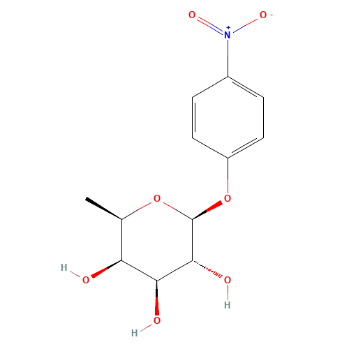 (2R,3R,4S,5R,6S)-2-methyl-6-(4-nitrophenoxy)oxane-3,4,5-triol (CAS: 1226-39-7) - Chemical Structure and Molecular Formula 