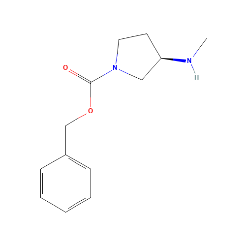 benzyl (3R)-3-(methylamino)pyrrolidine-1-carboxylate (CAS: 917459-77-9) - Chemical Structure and Molecular Formula 