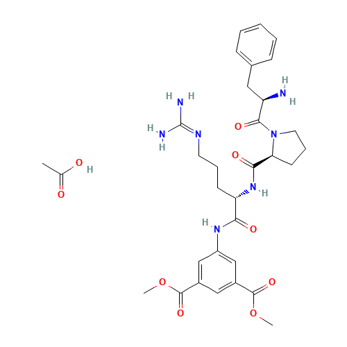 acetic acid;dimethyl 5-[[(2S)-2-[[(2S)-1-[(2R)-2-amino-3-phenylpropanoyl]pyrrolidine-2-carbonyl]amino]-5-(diaminomethylideneamino)pentanoyl]amino]benzene-1,3-dicarboxylate (CAS: 74503-72-3) - Related Chemical Product