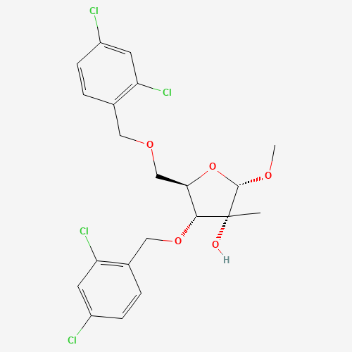 (2S,3R,4R,5R)-4-[(2,4-dichlorophenyl)methoxy]-5-[(2,4-dichlorophenyl)methoxymethyl]-2-methoxy-3-methyloxolan-3-ol (CAS: 443642-31-7) - Chemical Structure and Molecular Formula 