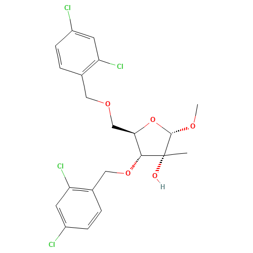 (2S,3R,4R,5R)-4-[(2,4-dichlorophenyl)methoxy]-5-[(2,4-dichlorophenyl)methoxymethyl]-2-methoxy-3-methyloxolan-3-ol (CAS: 443642-31-7) - Related Chemical Product