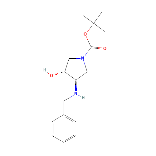 tert-butyl (3R,4R)-3-(benzylamino)-4-hydroxypyrrolidine-1-carboxylate (CAS: 429673-83-6) - Chemical Structure and Molecular Formula 