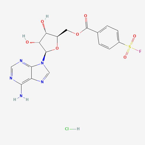 [(2R,3S,4R,5R)-5-(6-aminopurin-9-yl)-3,4-dihydroxyoxolan-2-yl]methyl 4-fluorosulfonylbenzoate;hydrochloride (CAS: 78859-42-4) - Chemical Structure and Molecular Formula 