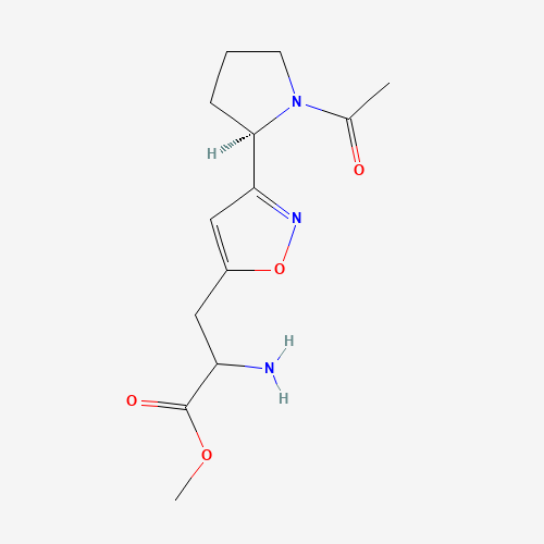 methyl 3-[3-[(2R)-1-acetylpyrrolidin-2-yl]-1,2-oxazol-5-yl]-2-aminopropanoate (CAS: 1219125-39-9) - Chemical Structure and Molecular Formula 