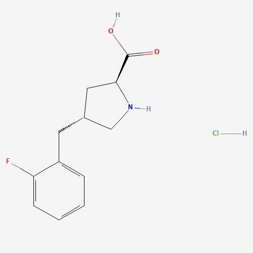 (2S,4R)-4-[(2-fluorophenyl)methyl]pyrrolidine-2-carboxylic acid;hydrochloride (CAS: 1049733-29-0) - Chemical Structure and Molecular Formula 