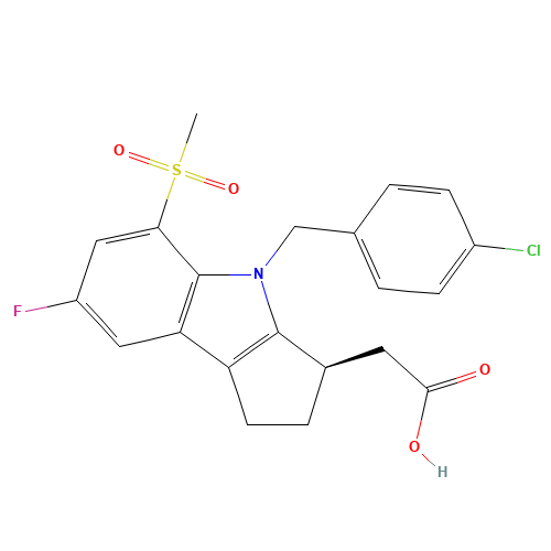 2-[(3R)-4-[(4-chlorophenyl)methyl]-7-fluoro-5-methylsulfonyl-2,3-dihydro-1H-cyclopenta[b]indol-3-yl]acetic acid (CAS: 571170-77-9) - Related Chemical Product